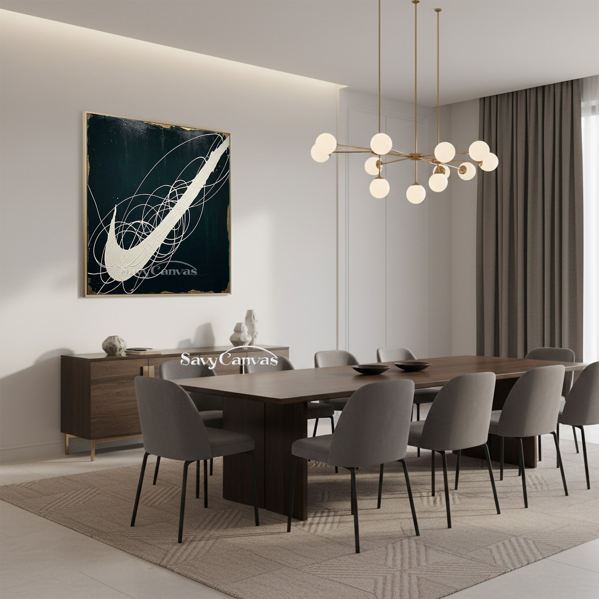 Minimalist Black and White Poollock Painting | Hand-Painted Canvas Art #JJ 449