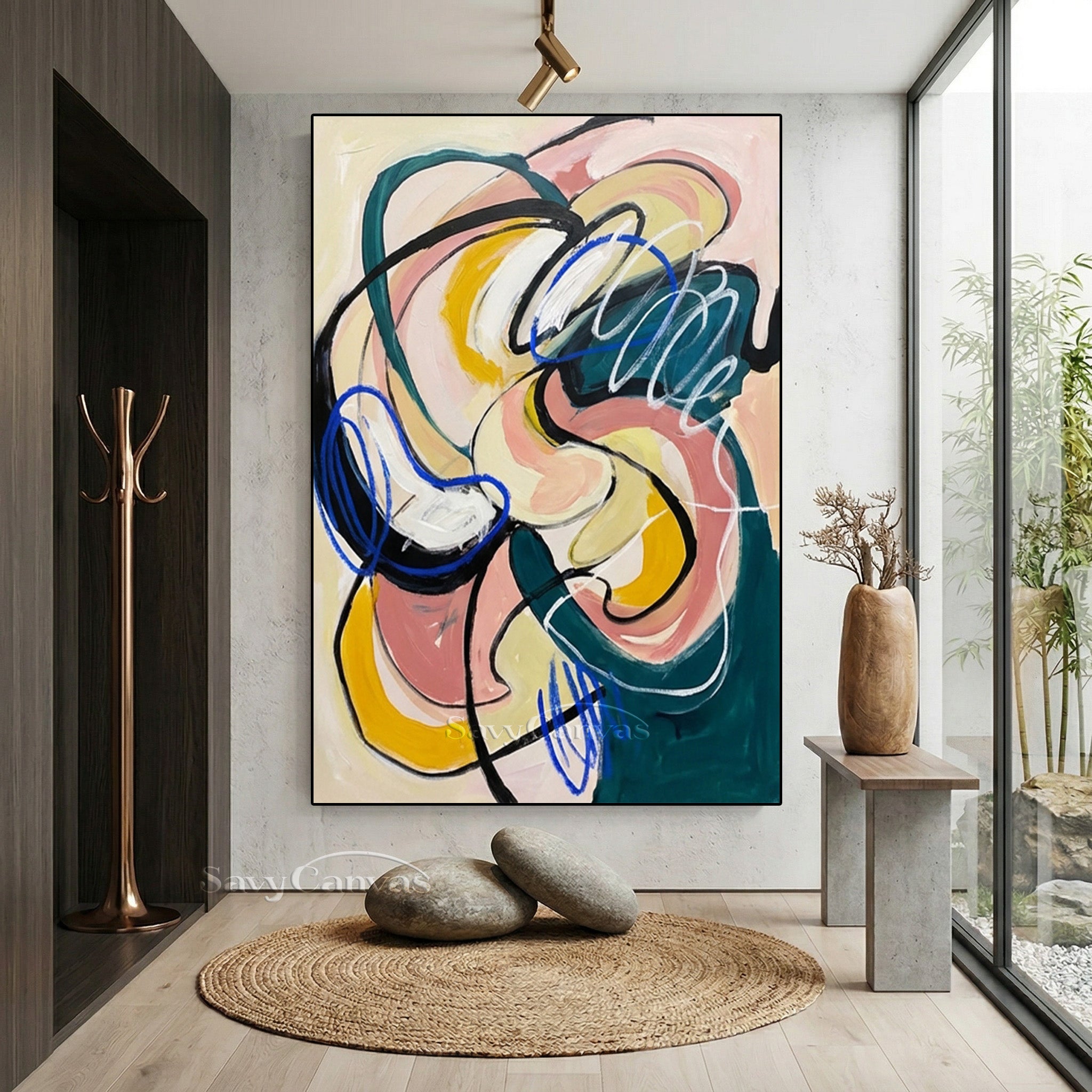 Abstract Line Art & Shapes | Colorful Scribble Painting