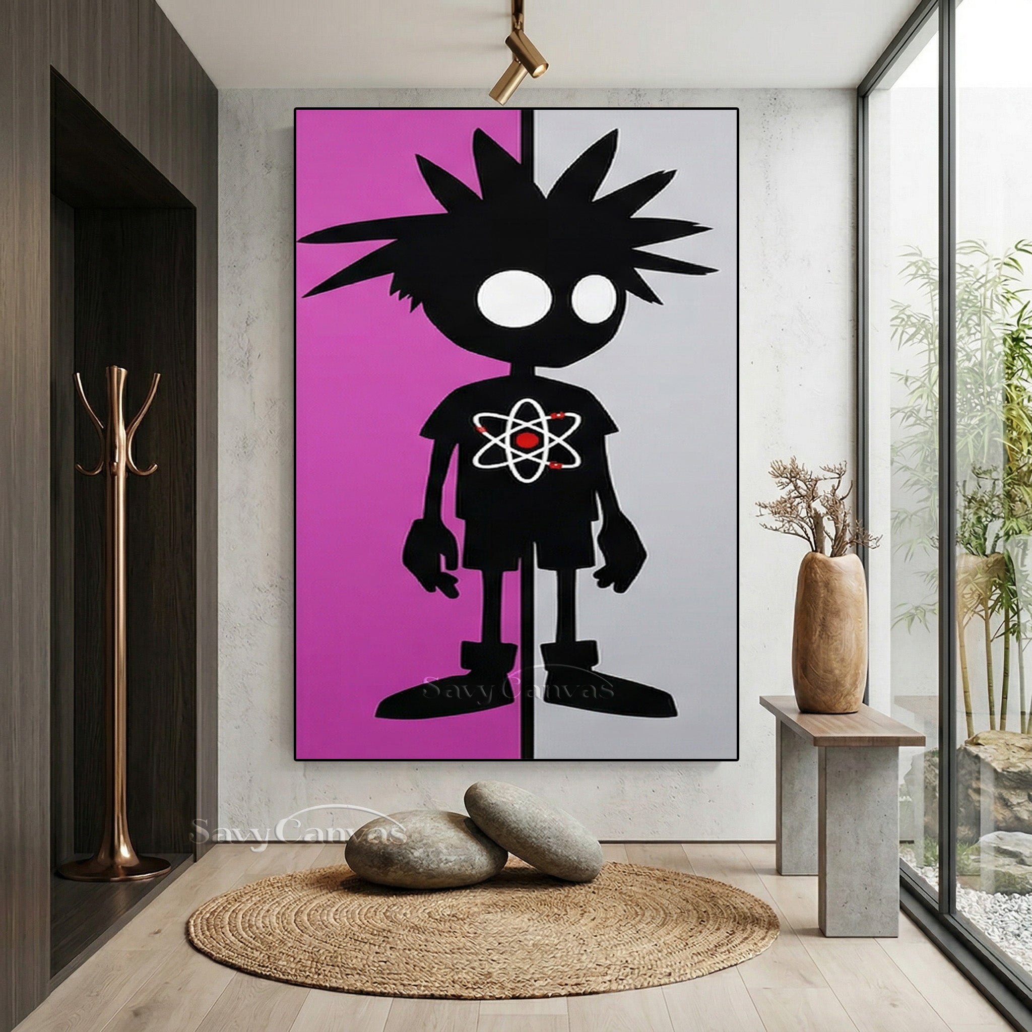 Modern Cartoon Silhouette Canvas Art - Atom Boy Pop Art Decor #SS 096