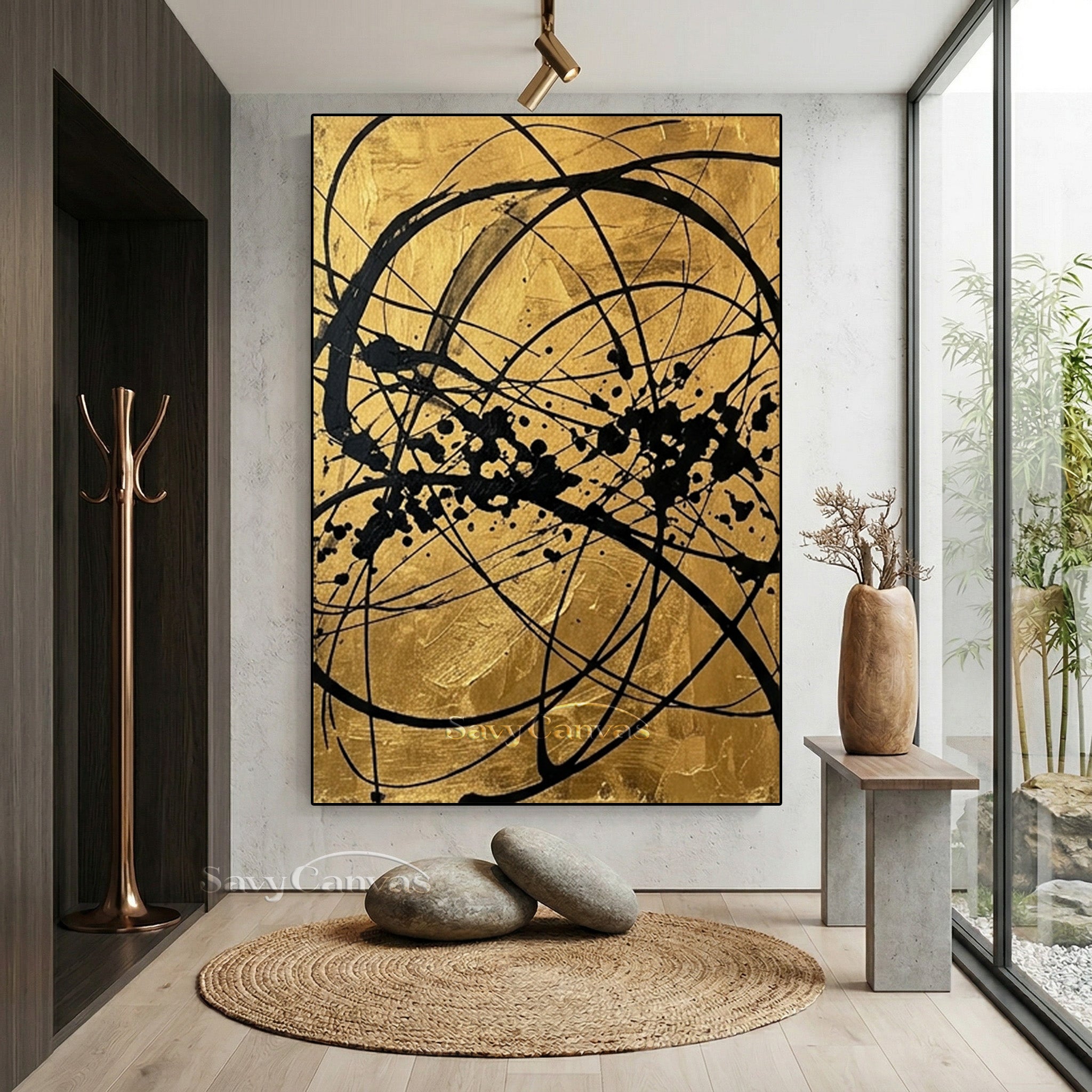 Bold Gold and Black Abstract Wall Art | Luxury Modern Decor #AA 523