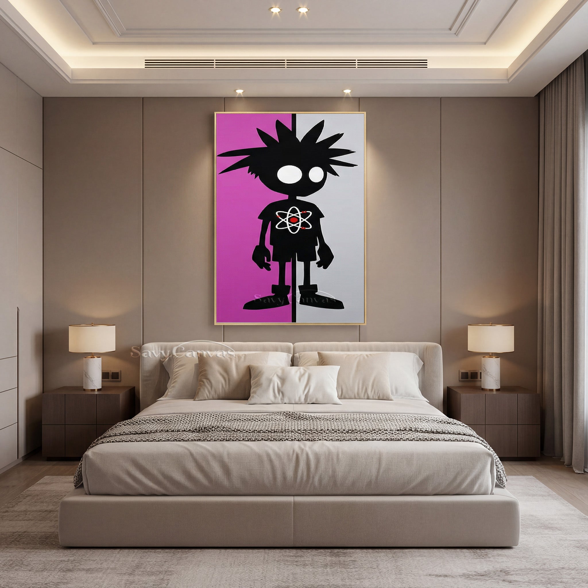 Modern Cartoon Silhouette Canvas Art - Atom Boy Pop Art Decor #SS 096