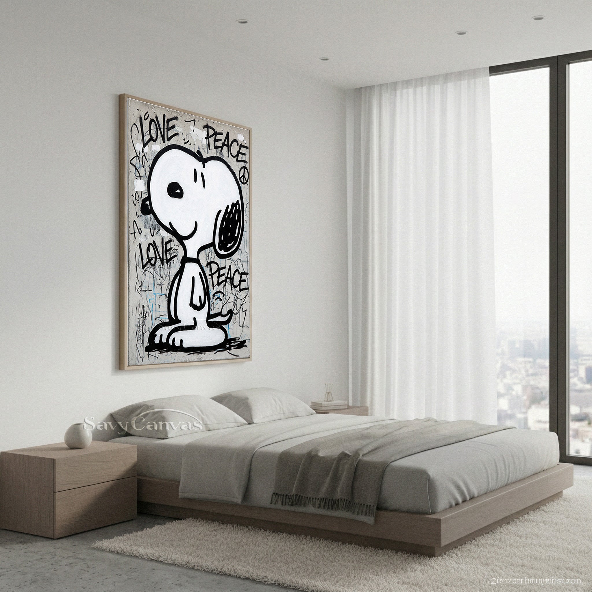 Abstract Graffiti Snoopy Canvas Painting - Urban Style Wall Art #SS 060