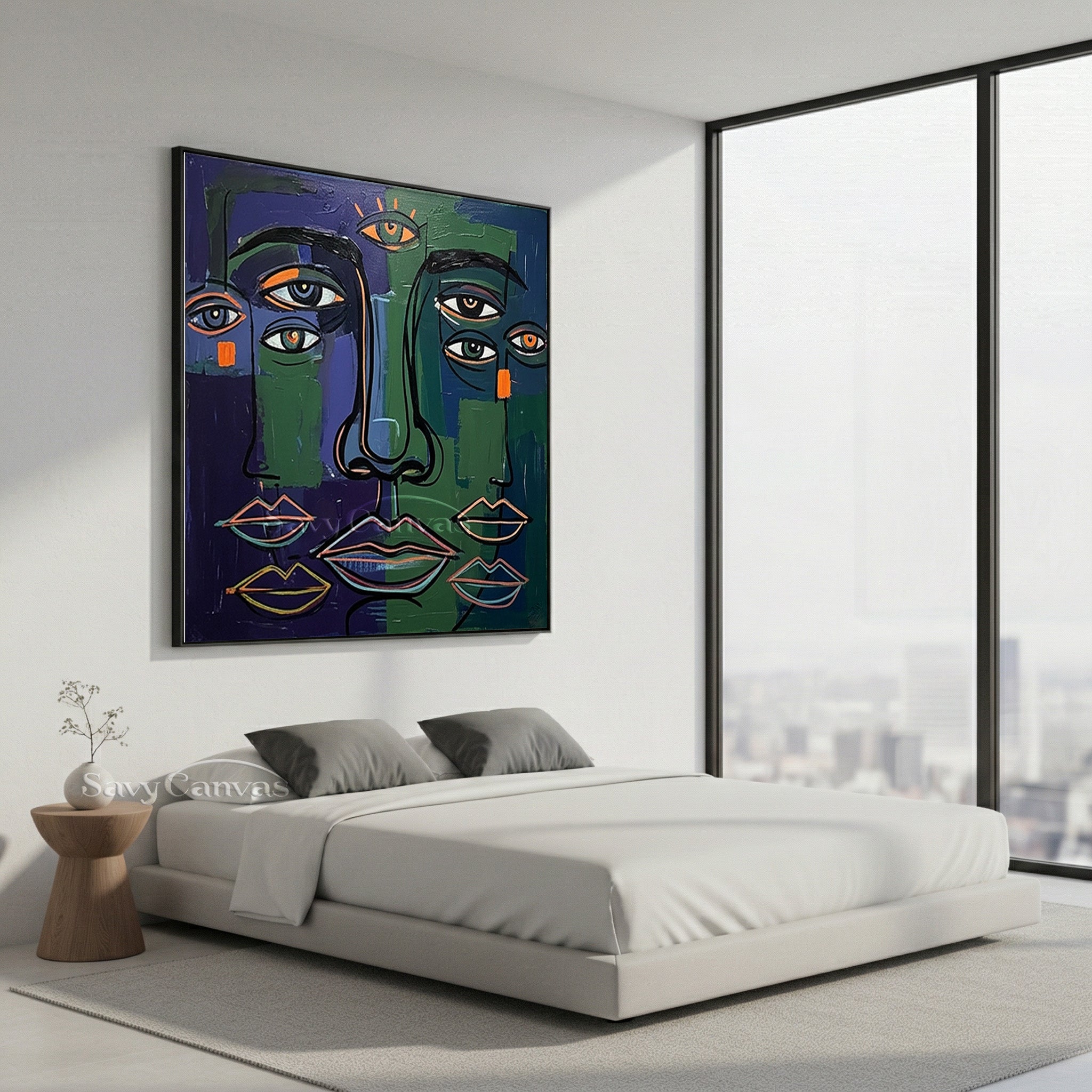 Modern Abstract Faces Oil Painting | Cubist Wall Art #SS 100