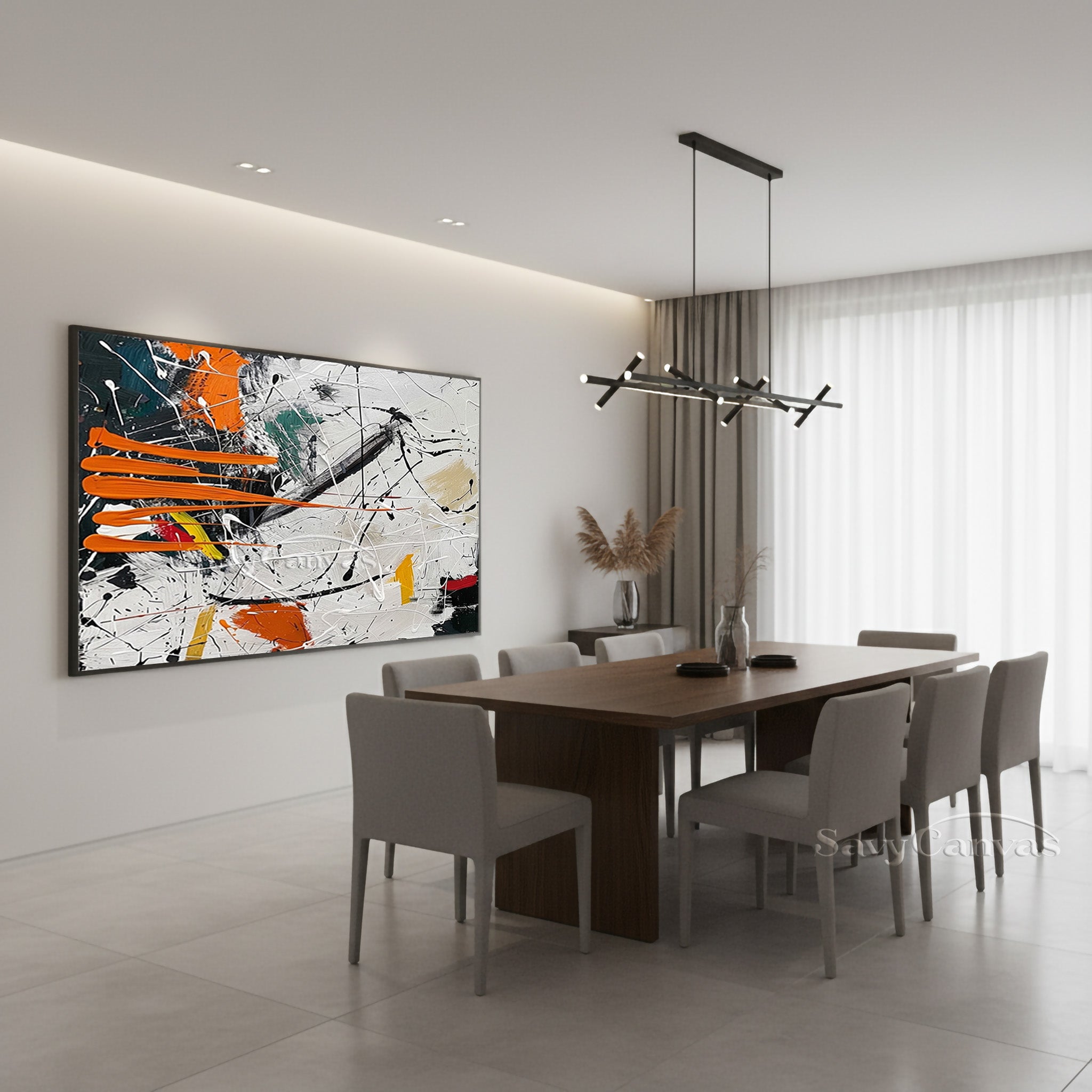 Large Modern Abstract Wall Art – Vibrant Paint Splash Canvas #JJ 470