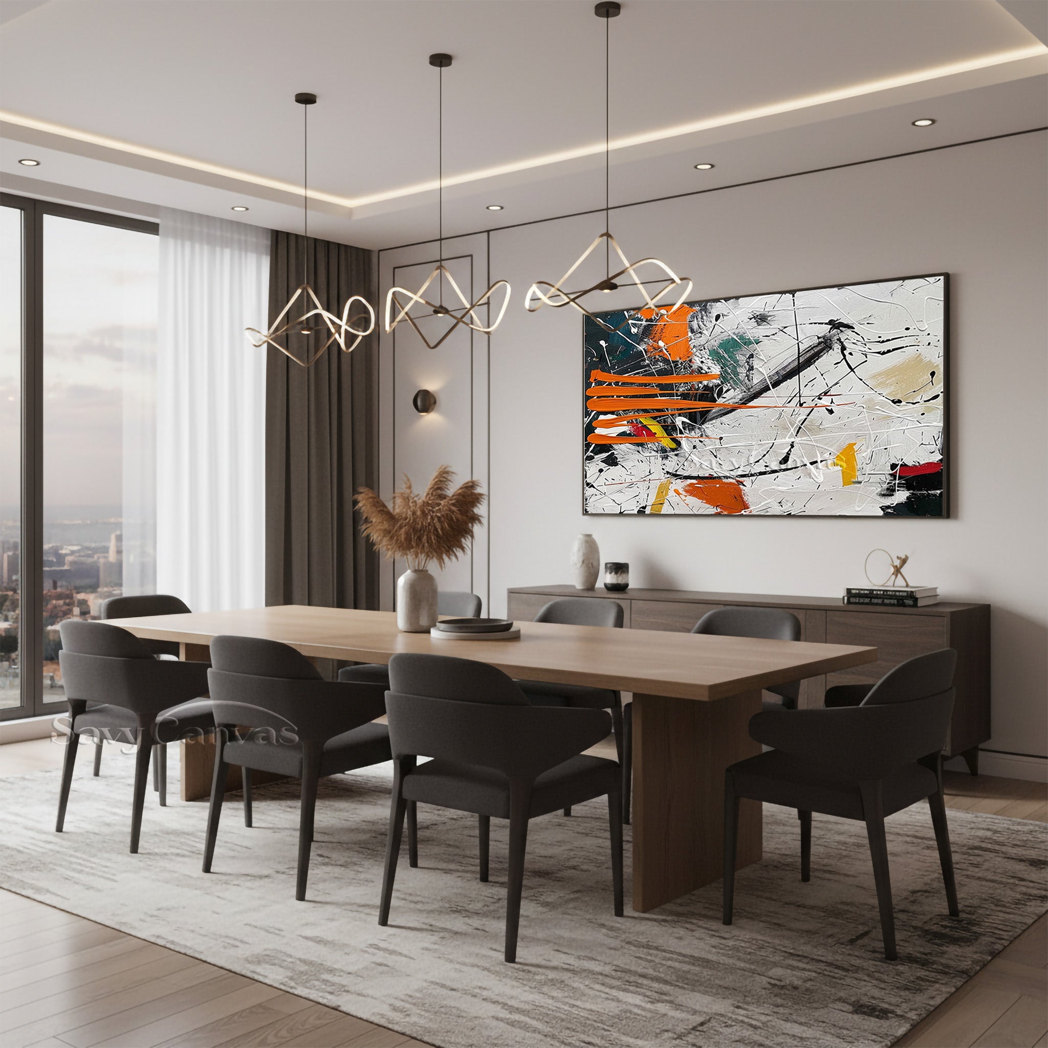 Large Modern Abstract Wall Art – Vibrant Paint Splash Canvas #JJ 470