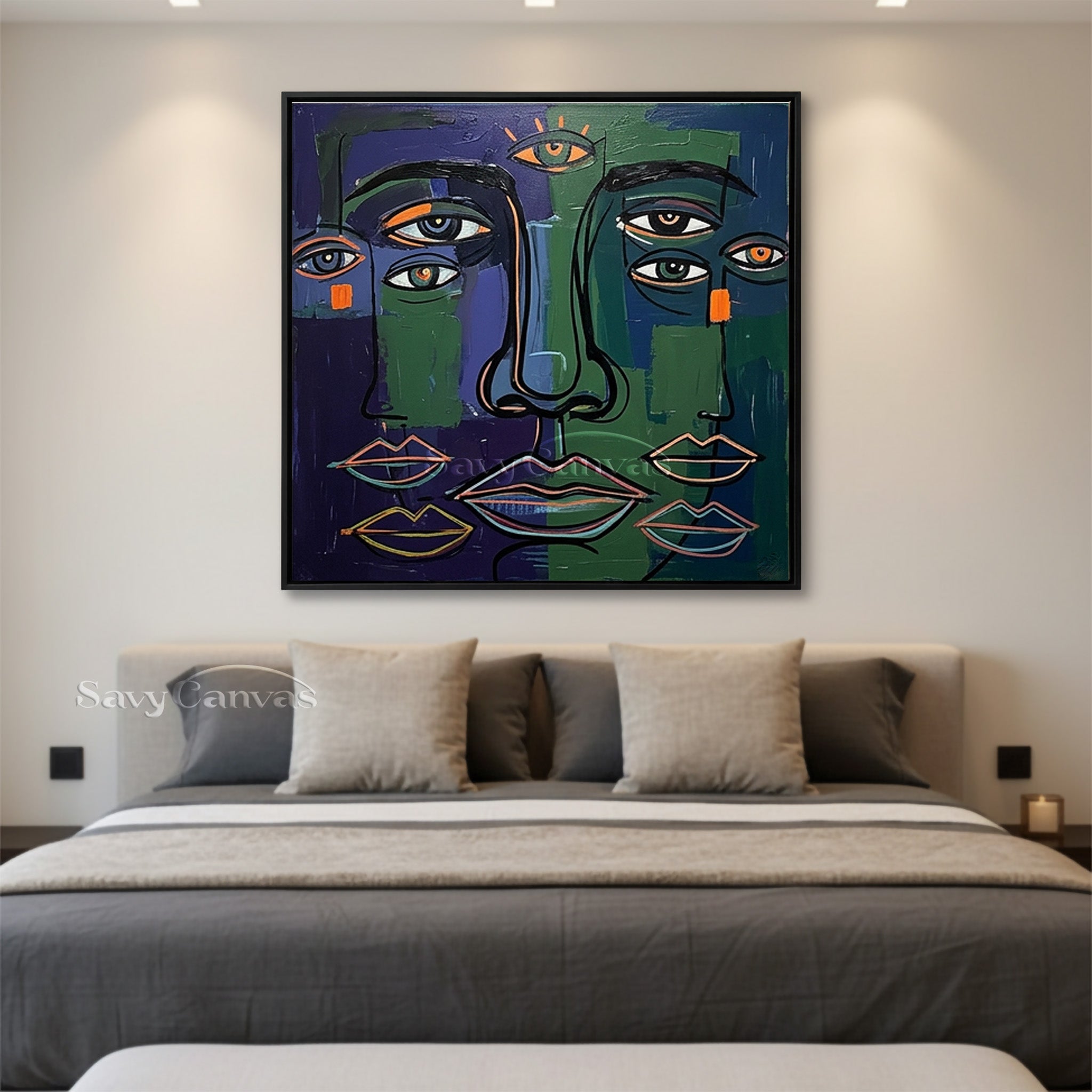 Modern Abstract Faces Oil Painting | Cubist Wall Art #SS 100