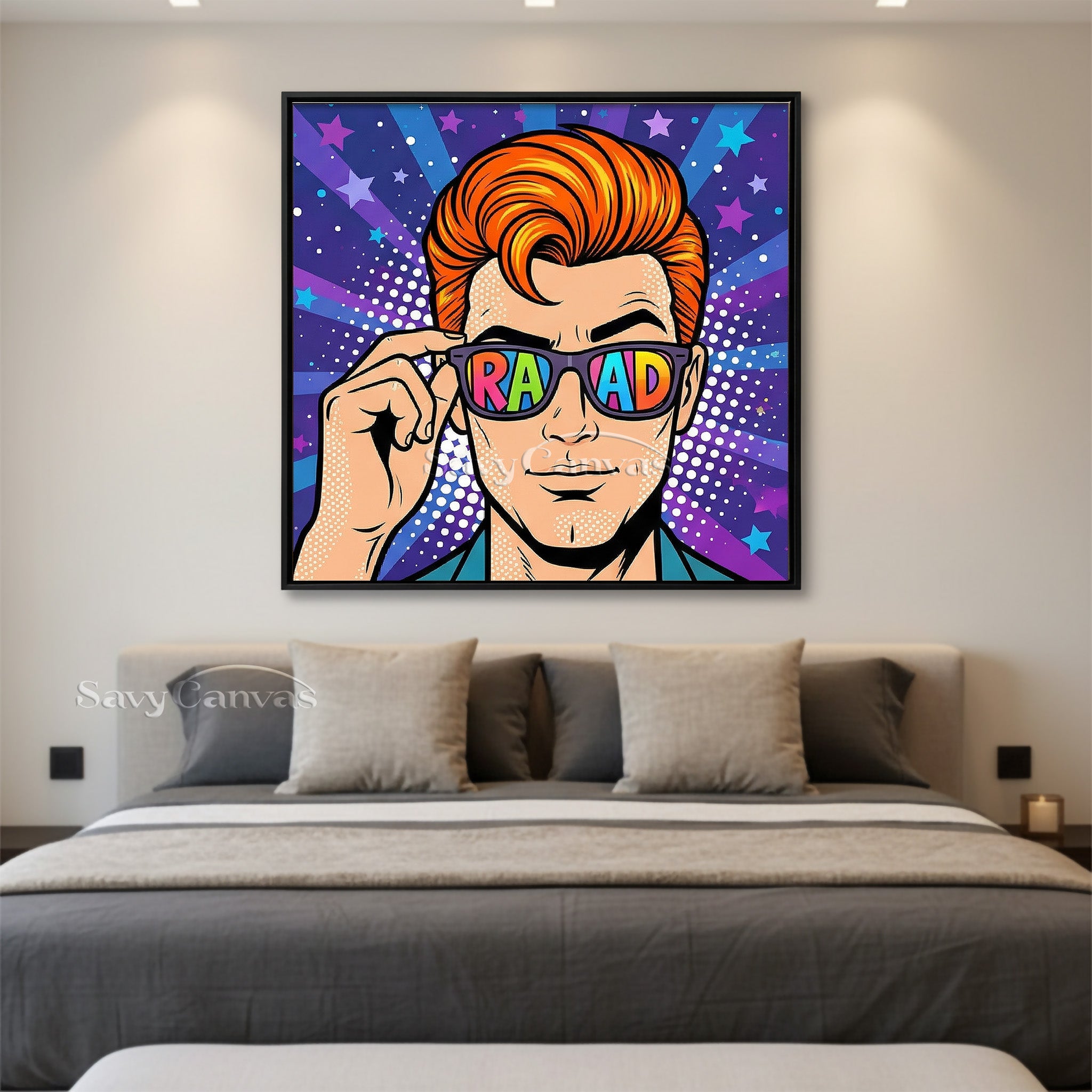 Modern Pop Culture Wall Art - Vibrant Hand-Painted Man with Glasses #SS 048