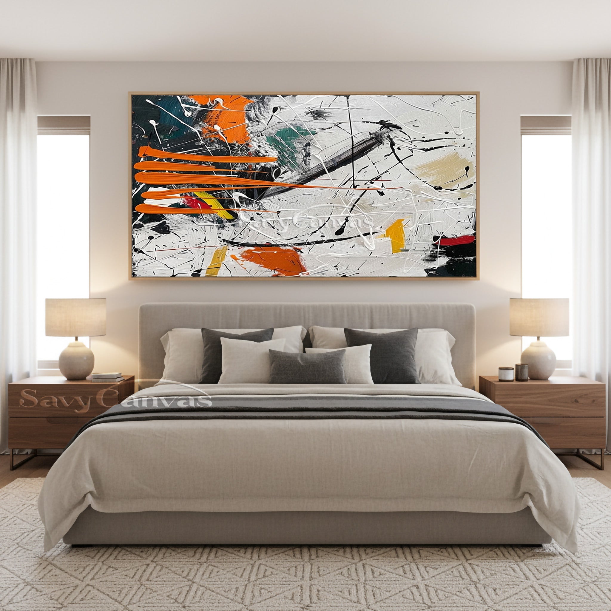 Large Modern Abstract Wall Art – Vibrant Paint Splash Canvas #JJ 470