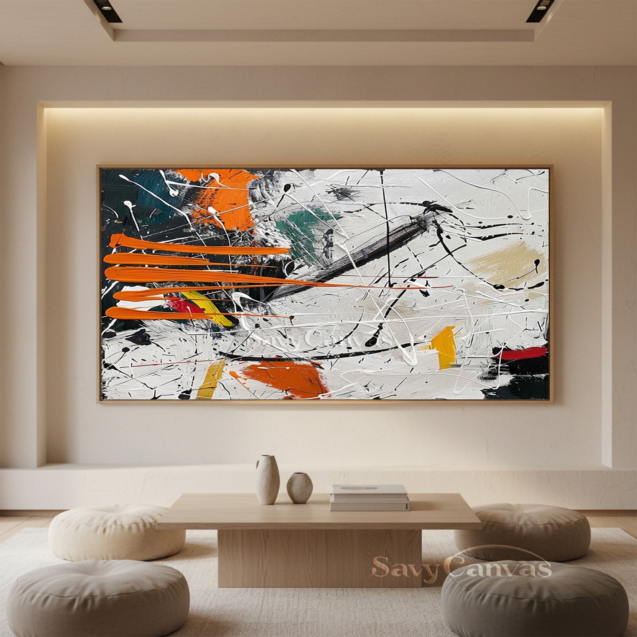 Large Modern Abstract Wall Art – Vibrant Paint Splash Canvas #JJ 470