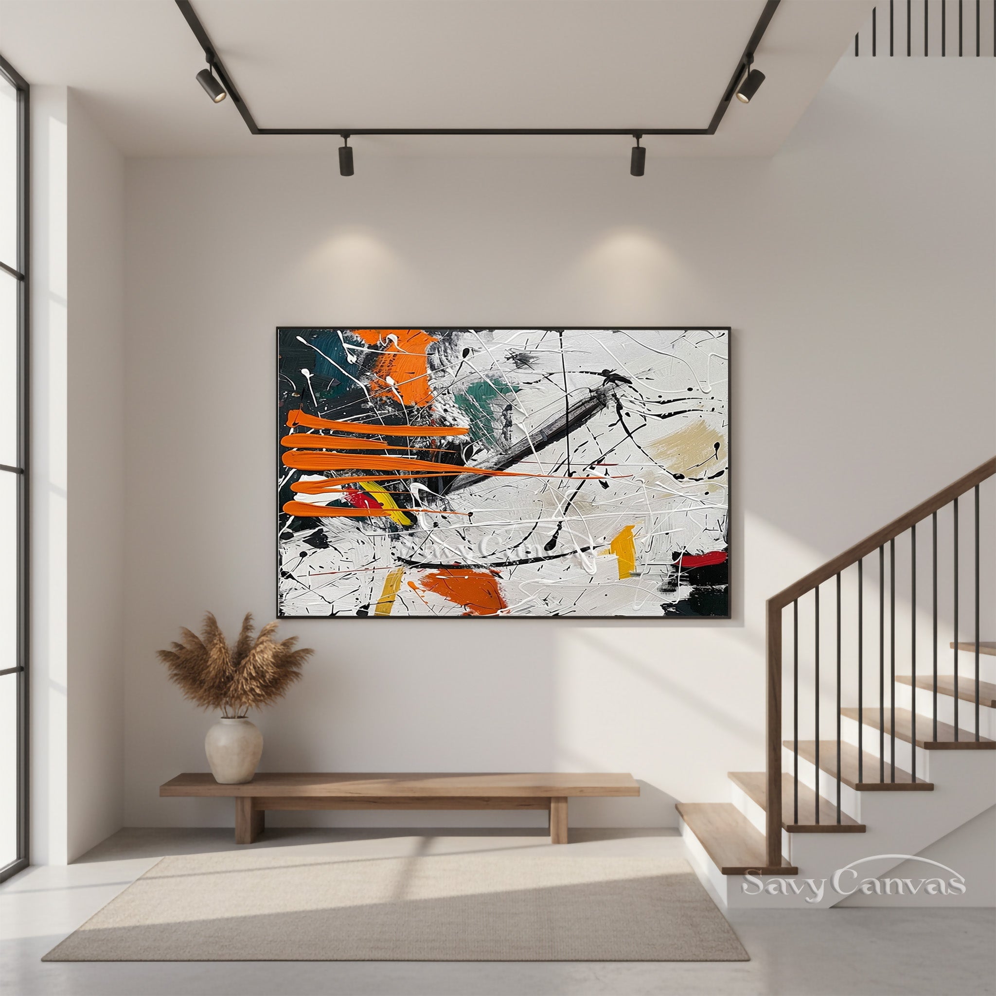 Large Modern Abstract Wall Art – Vibrant Paint Splash Canvas #JJ 470