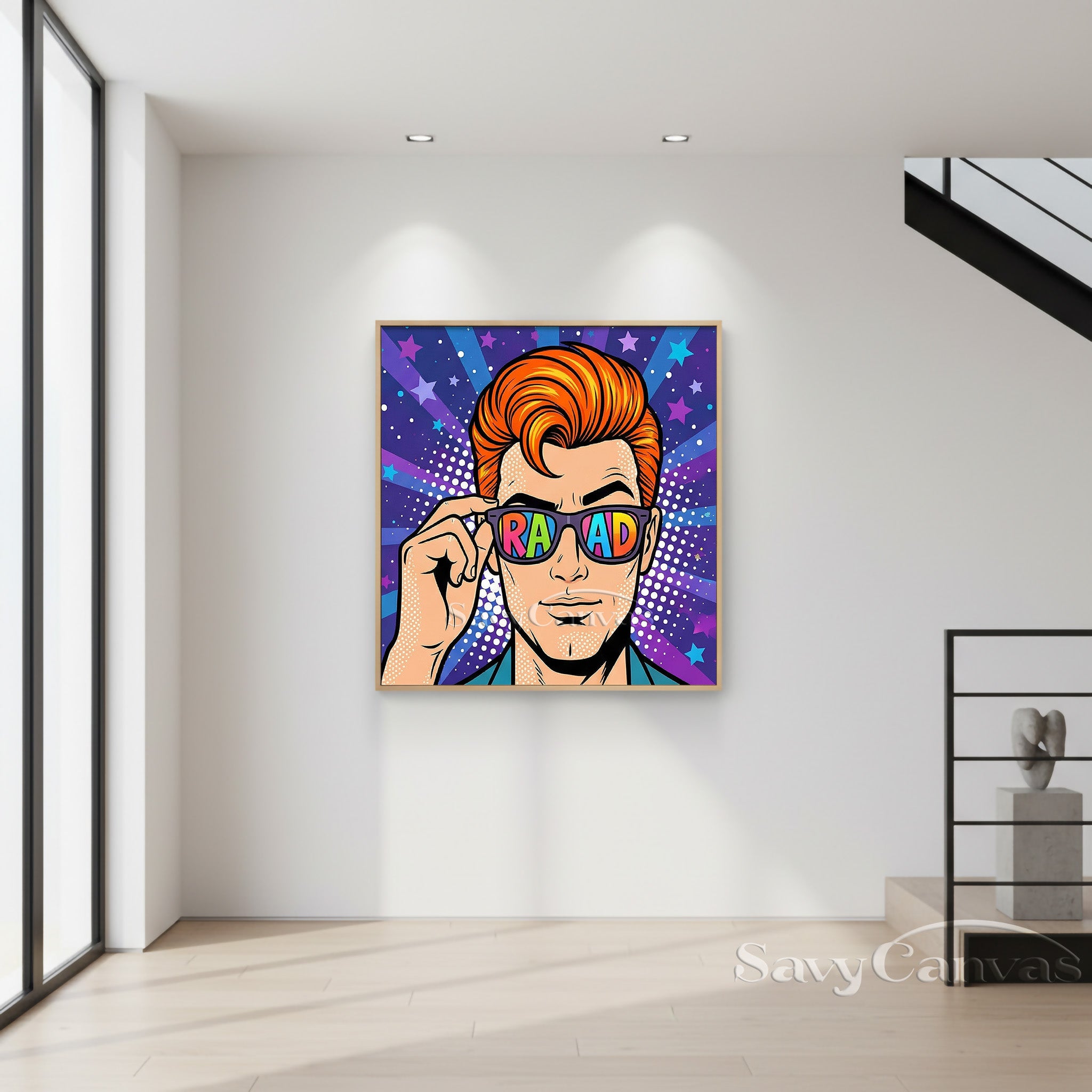Modern Pop Culture Wall Art - Vibrant Hand-Painted Man with Glasses #SS 048