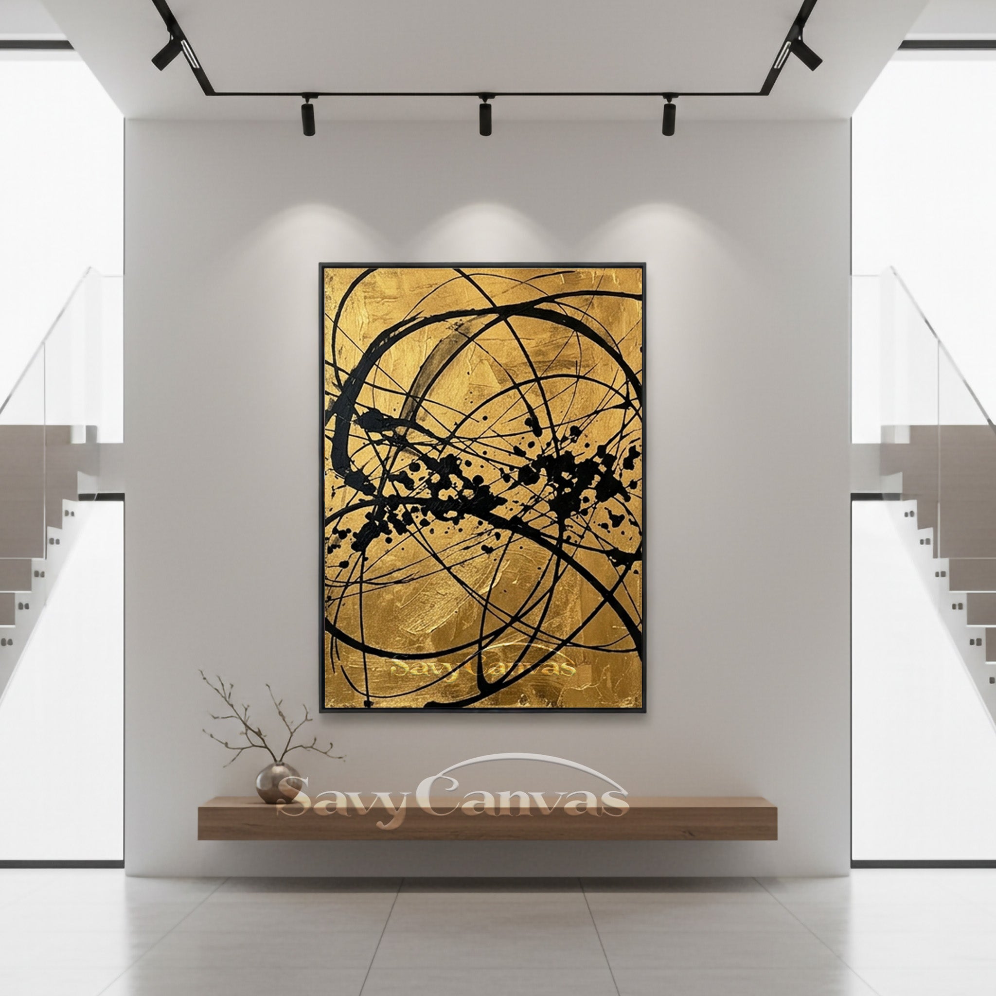 Bold Gold and Black Abstract Wall Art | Luxury Modern Decor #AA 523