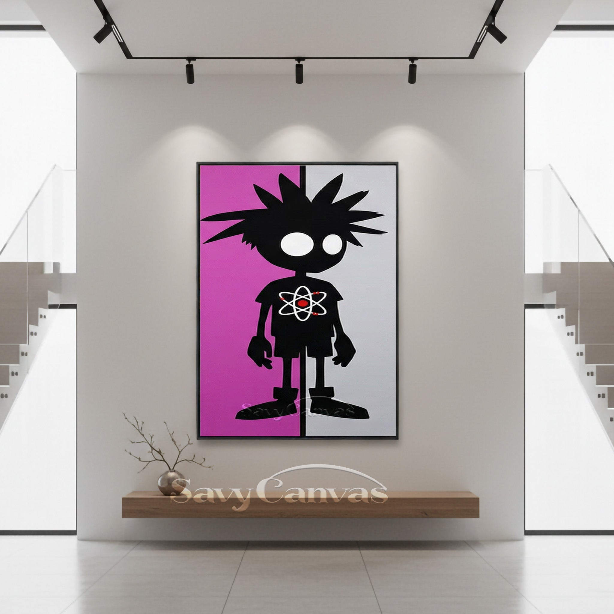 Modern Cartoon Silhouette Canvas Art - Atom Boy Pop Art Decor #SS 096