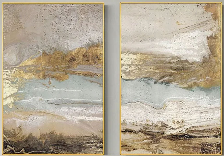 Textured Abstract wall paintings Set | Modern Living Room Decor | #TC 043