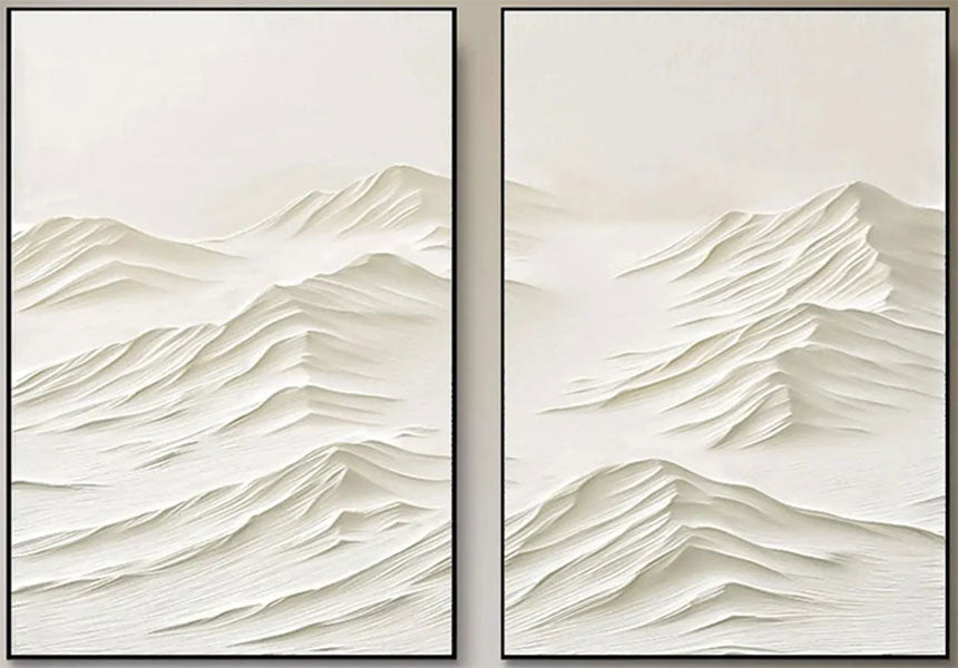 Textured Plaster Art Set of 2 | Minimalist Mountain Paintings #JJ 414