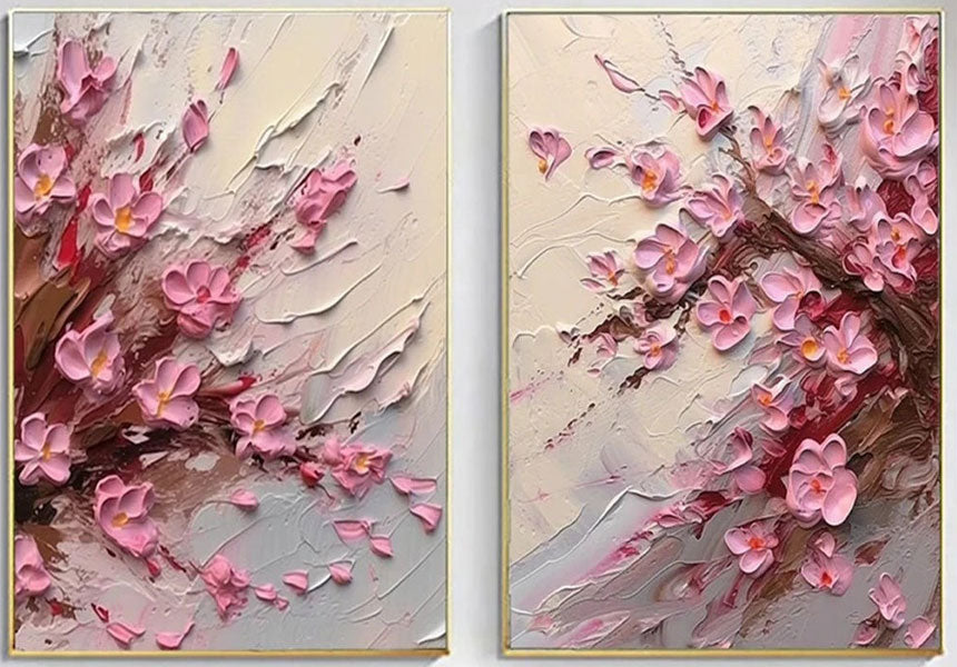 Pink Flower Oil Paintings - Bring Nature's Beauty Indoors #JJ 332