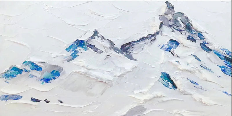 Abstract Mountain Wall Decor | White & Blue Textured Painting #JJ 404