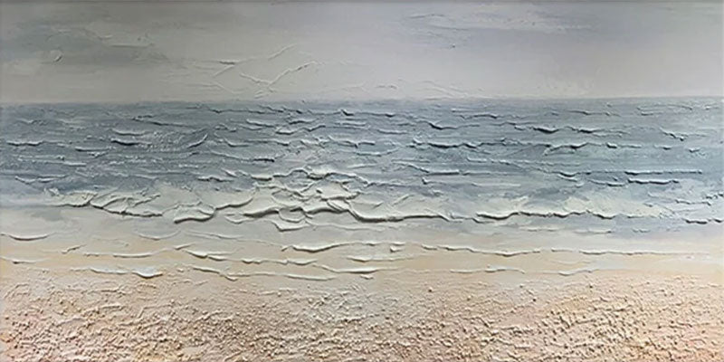 Calm Seascape Textured Abstract Oil Painting - Beach Art #JJ 032