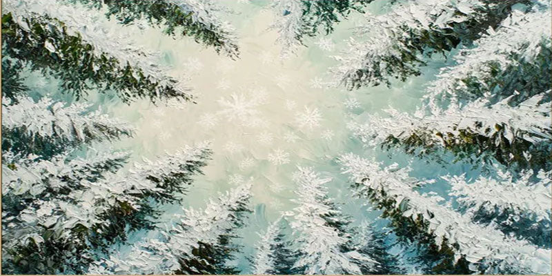 Snowy Forest Oil Painting - Ice-Covered Trees Art  #TB 010