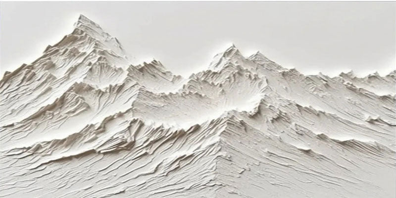 White Minimalist Wall Art – Textured Mountain Canvas Painting #JJ 407