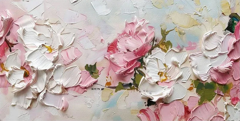 Romantic Textured Flower Painting | Contemporary Floral Wall Art #JJ 101