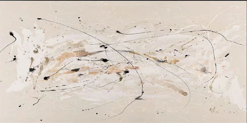 Modern Abstract Splatter Art, Beige Brown Black Dynamic #TB 078