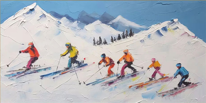 Skiing Wall Art – Handmade Textured Winter Sports Canvas #JJ 395