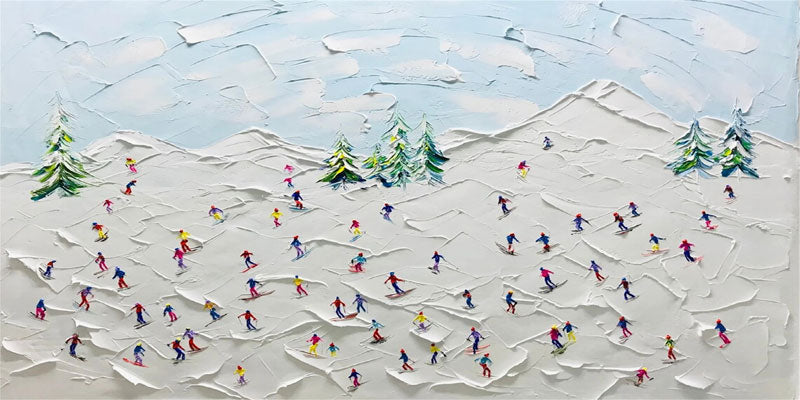 Snowbound Skiing Abstract Wall Decor Landscape Sport Art Painting Canvas #JJ 393