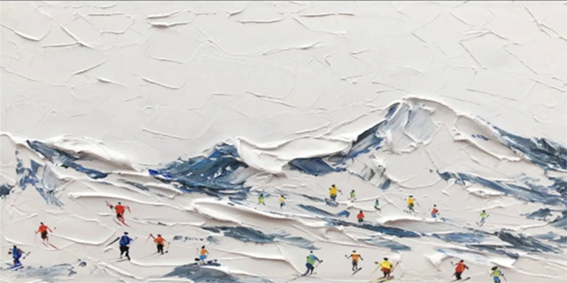 Snowy Slopes – Skiing Wall Art Large Textured Ski Art #JJ 391