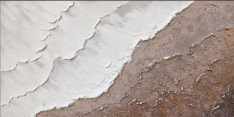 Large Beige White Textured Wave Art - Ocean Painting#JJ 239