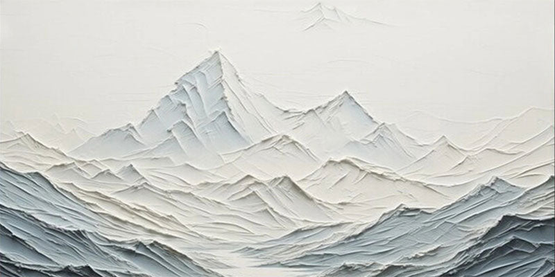 Hand-Painted Blue Glacier Peak Canvas - Modern Abstract Wall Art #JJ 377