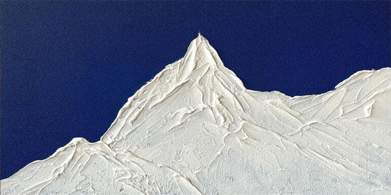 Textured Mountain & Blue Sky Oil Painting | Modern Minimalist Art #JJ 384