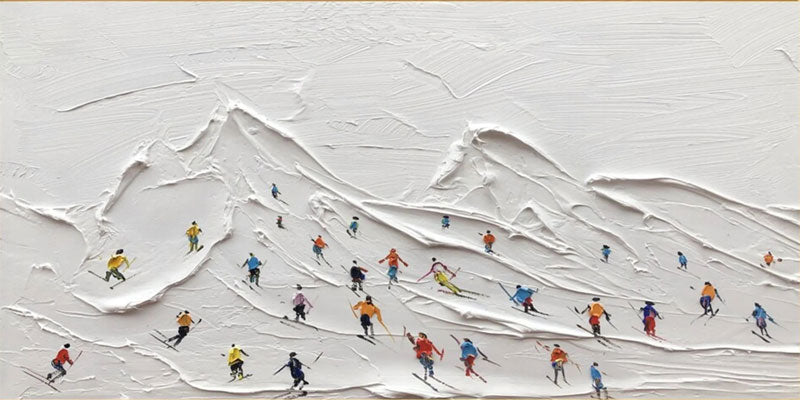 Color on Snow – Skiing Abstract Landscape Sport Art Painting Canvas #JJ 394