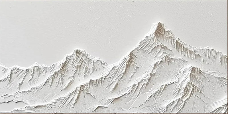 Abstract White Mountain Painting – Minimalist Textured Wall Art #JJ 410