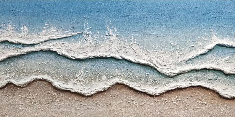 Unique Textured Beach Wave Oil Painting for Home Decor #JJ 170