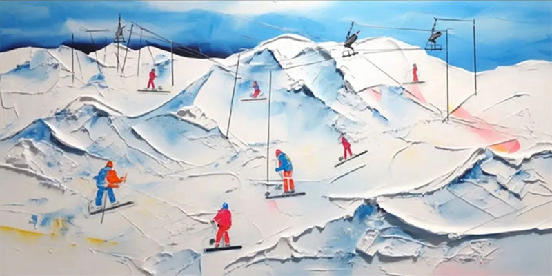 Skiing Canvas Wall Art – Handmade Winter Sports Painting #JJ 397