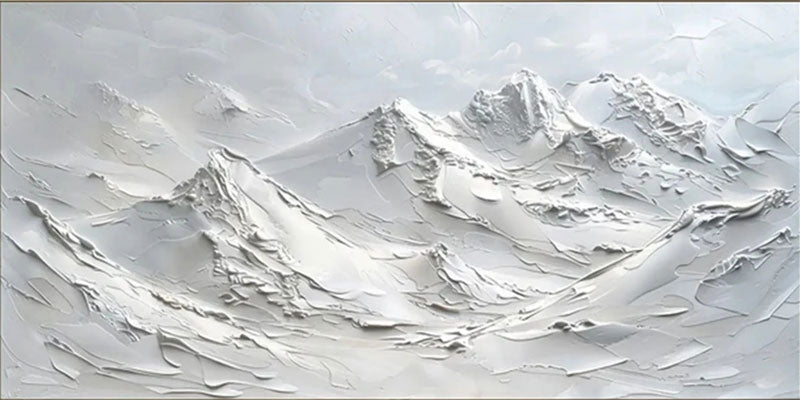 Textured Icy Mountain Art - Modern Minimalist Mountain #JJ 382