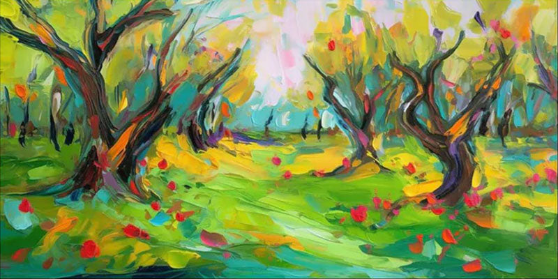 Vibrant Color Abstract Landscape Oil Painting, Modern Art Wall Decor #TB 043