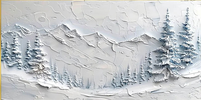 Abstract Mountain & Forest Landscape Textured Oil Painting | Modern Wall Art #JJ 383