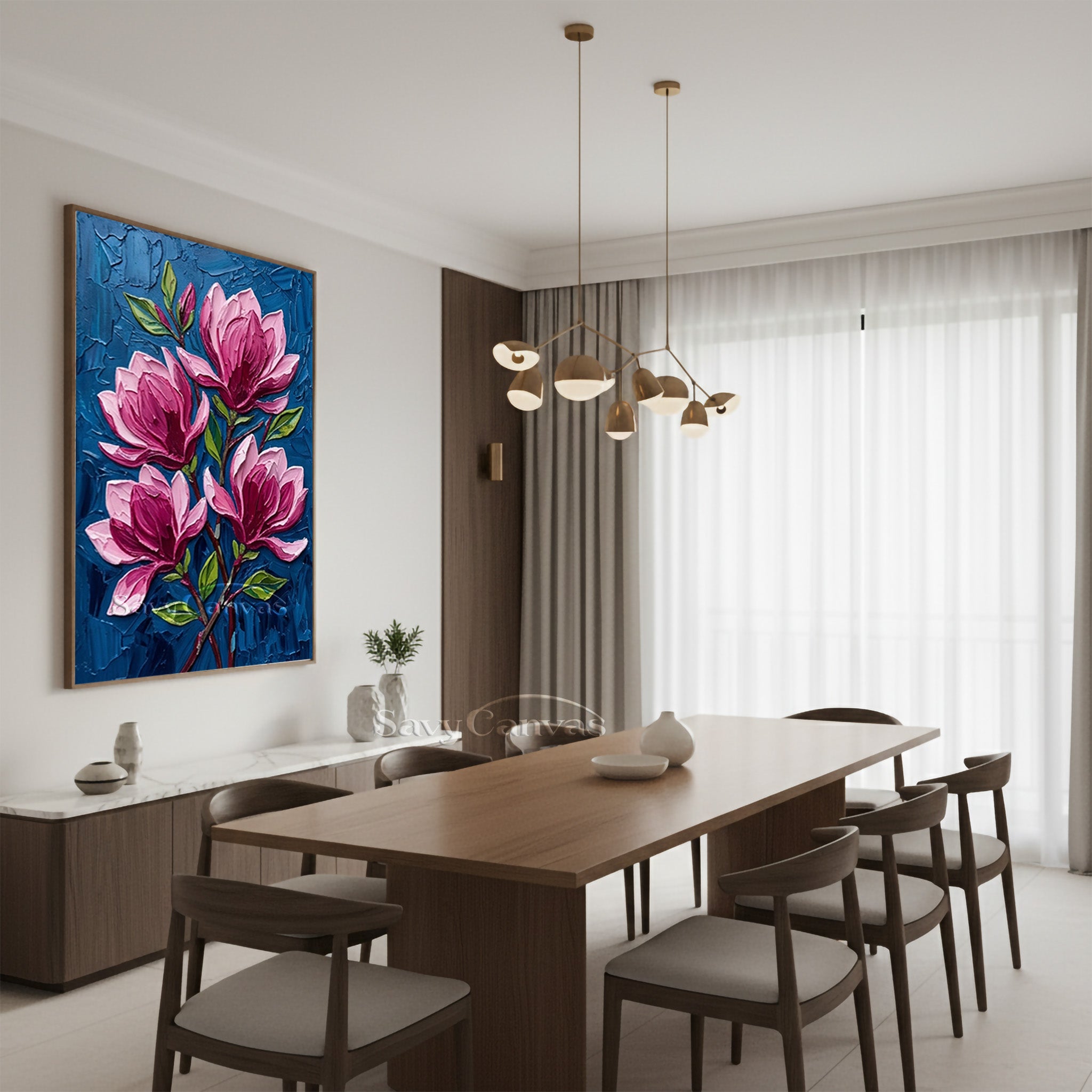 Large Pink Blossom Cluster Oil Painting | Handmade Textured Wall Art #SS 170
