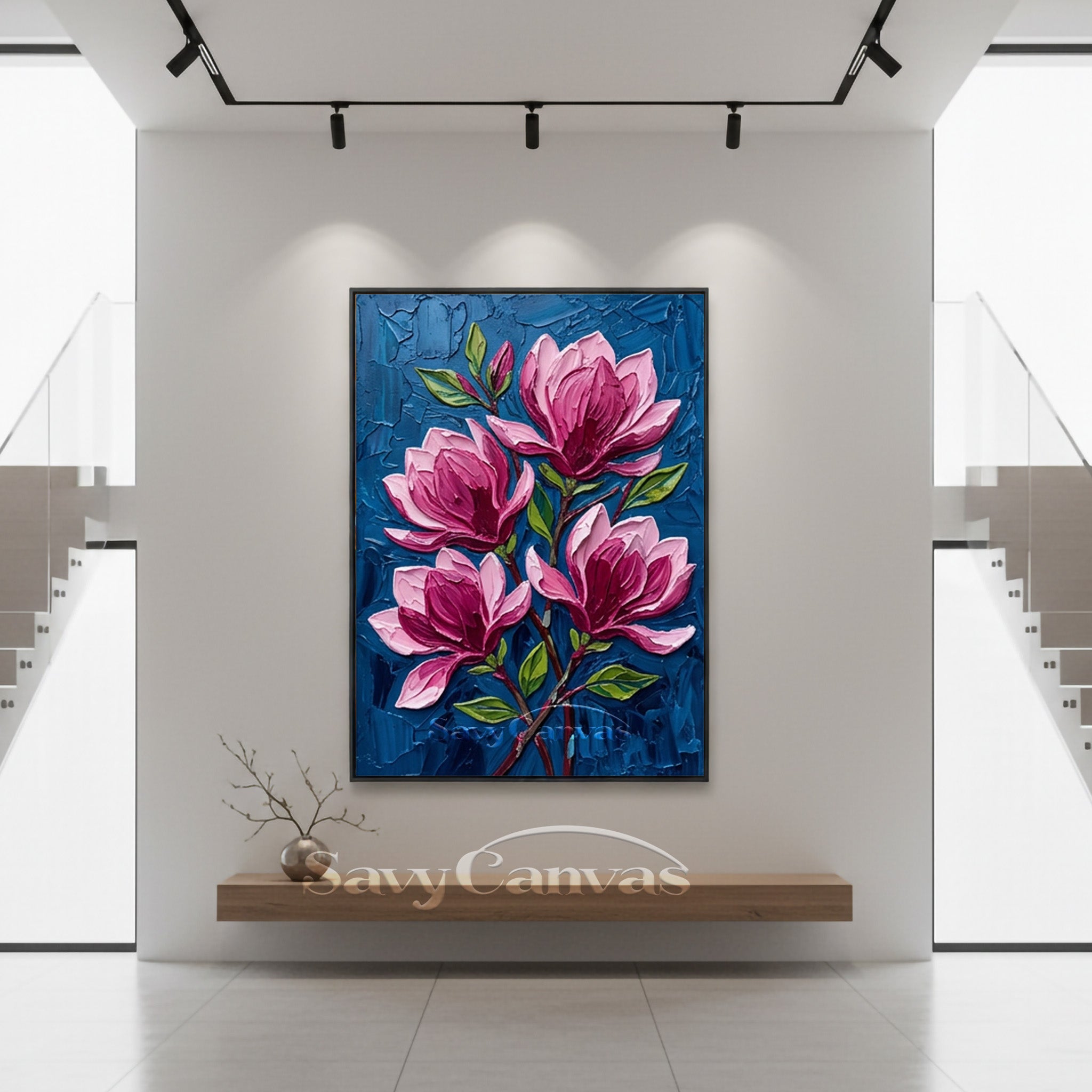 Large Pink Blossom Cluster Oil Painting | Handmade Textured Wall Art #SS 170