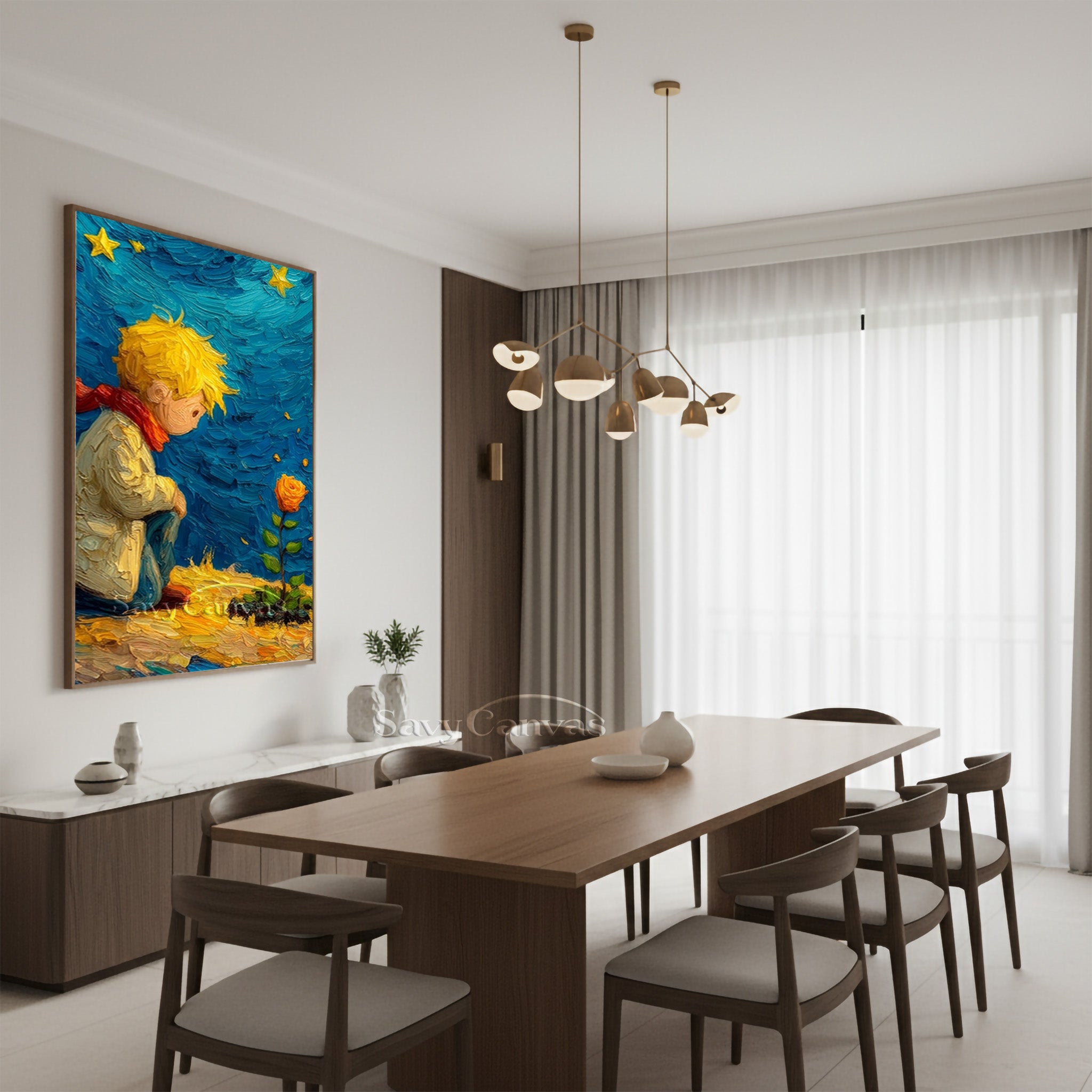 The Little Prince & Rose Impasto Oil Painting Wall Art #SS 171