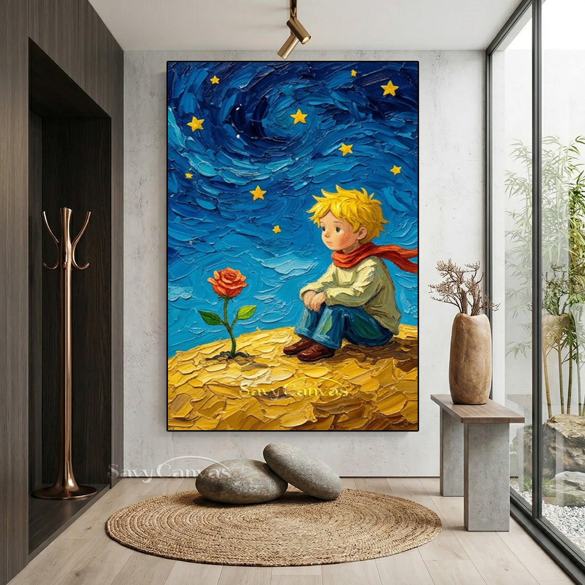 Custom Little Prince Oil Painting | Impasto Starry Sky Wall Art #SS 173