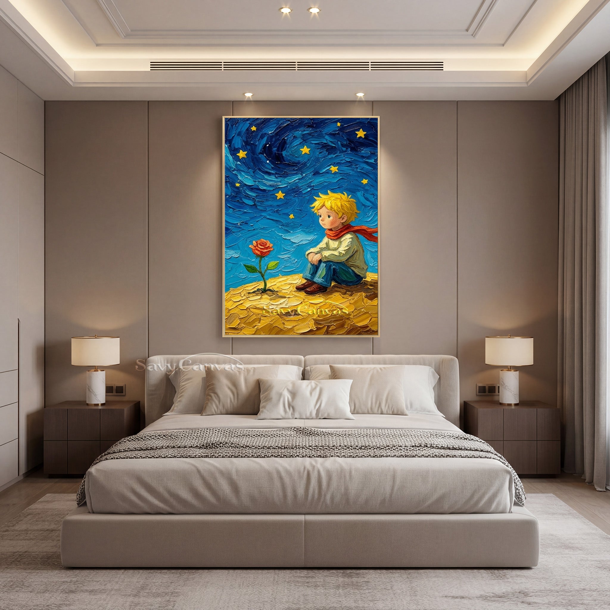 Custom Little Prince Oil Painting | Impasto Starry Sky Wall Art #SS 173