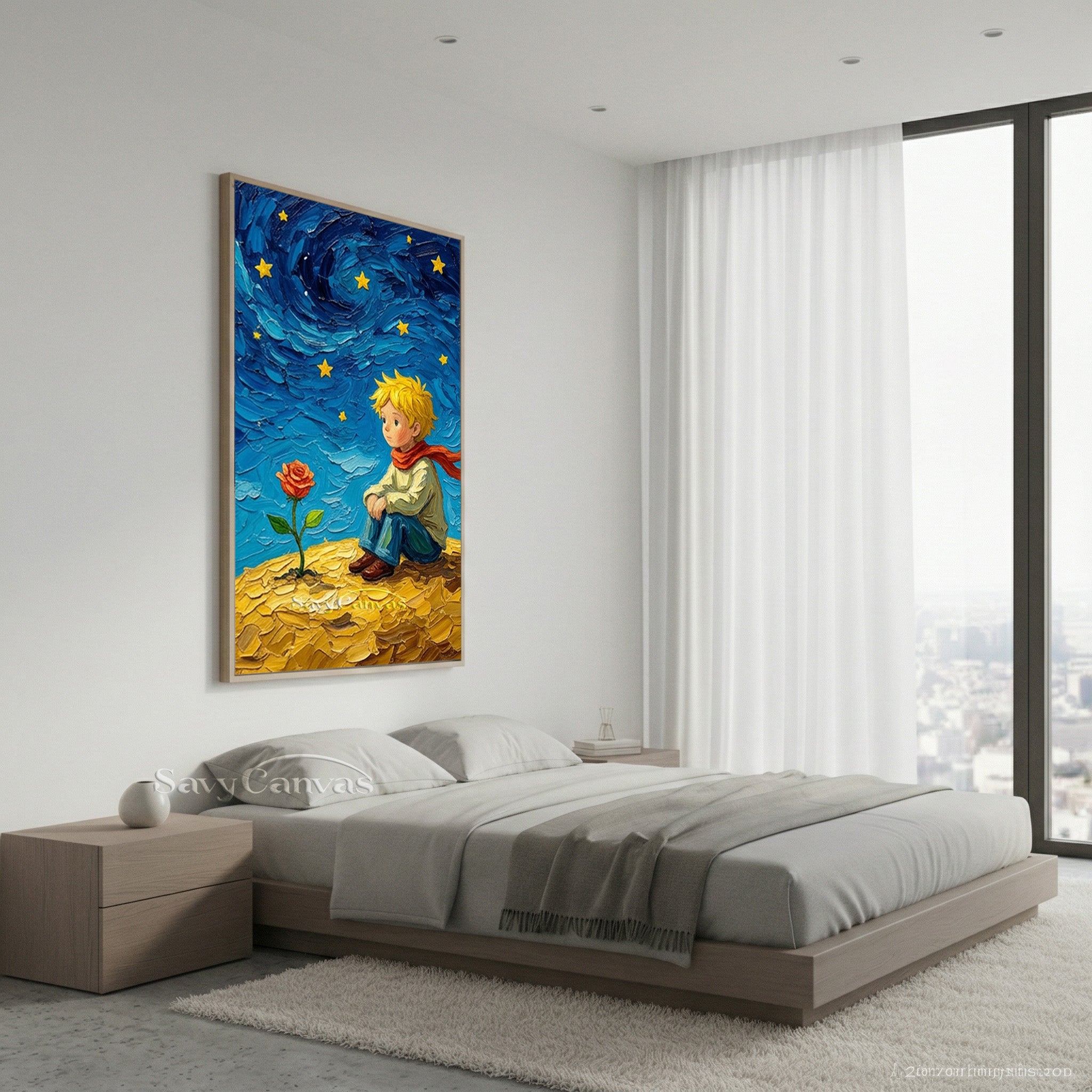 Custom Little Prince Oil Painting | Impasto Starry Sky Wall Art #SS 173