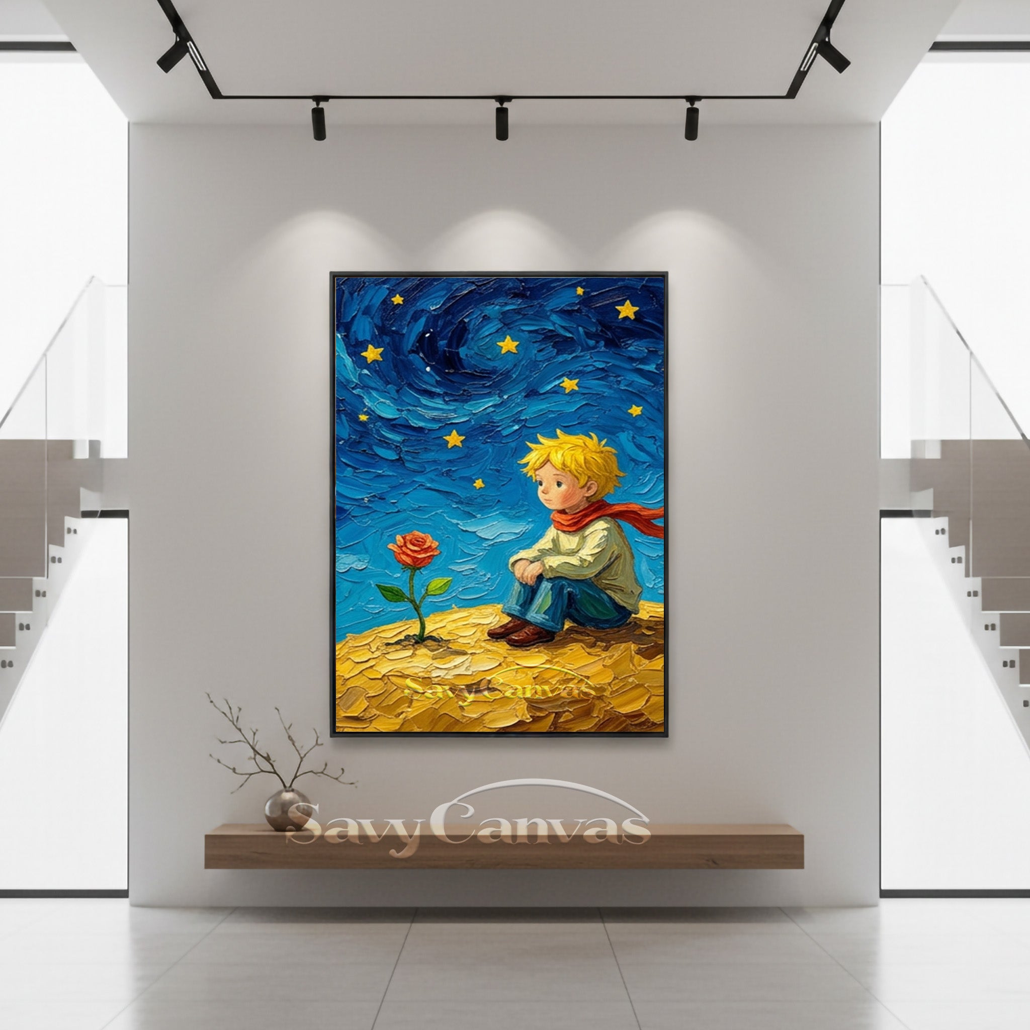 Custom Little Prince Oil Painting | Impasto Starry Sky Wall Art #SS 173