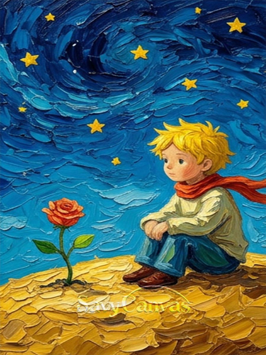 Custom Little Prince Oil Painting | Impasto Starry Sky Wall Art #SS 173