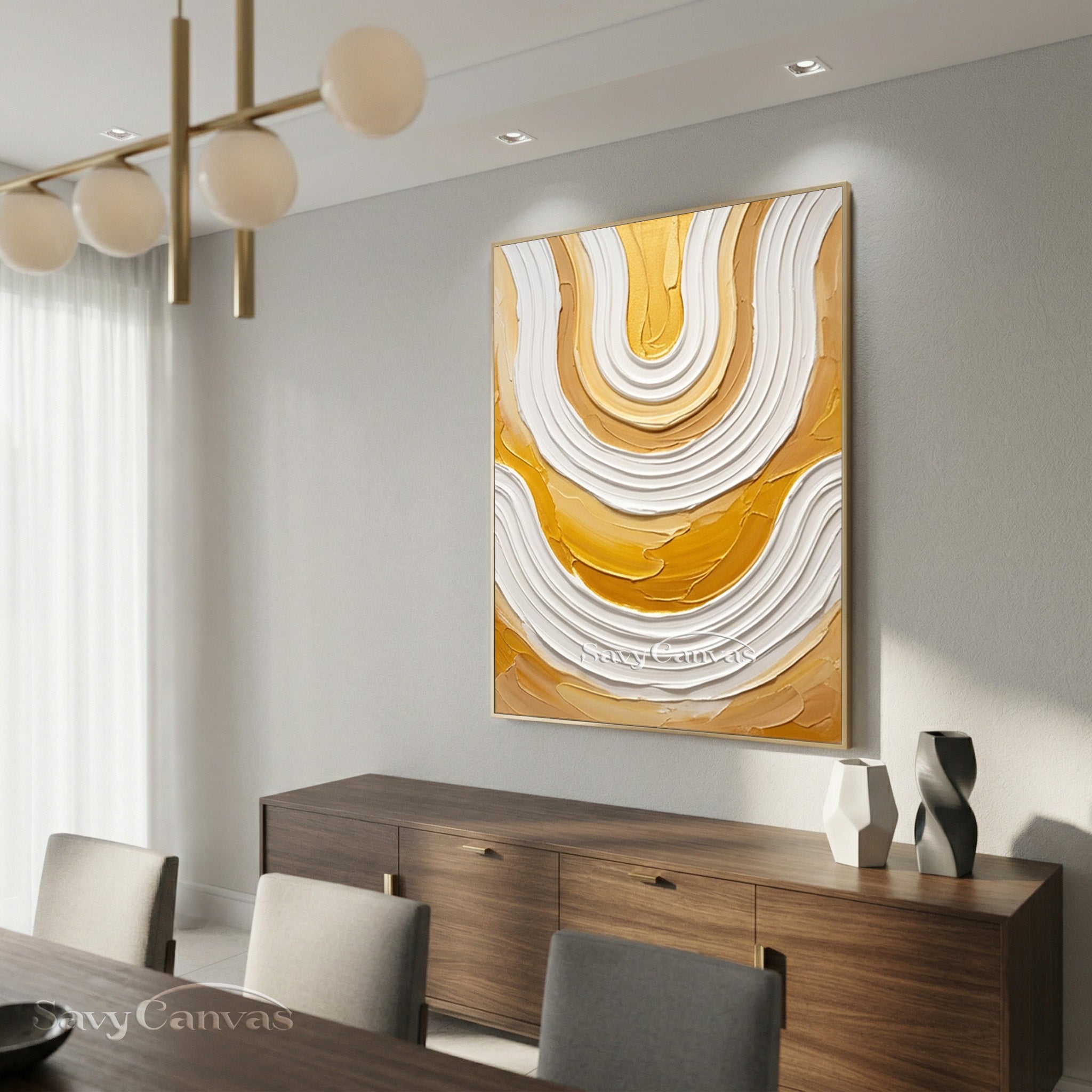 Luxury Gold Foil Textured Swirl Oil Painting | Abstract Wall Art #SS 176