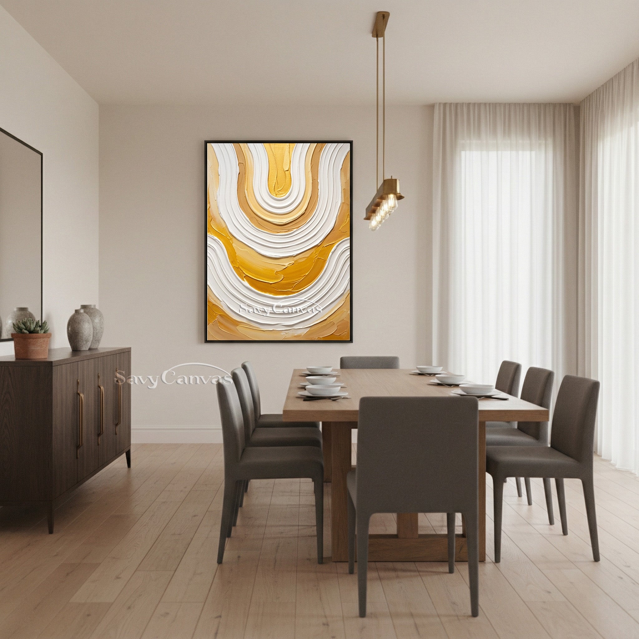 Luxury Gold Foil Textured Swirl Oil Painting | Abstract Wall Art #SS 176