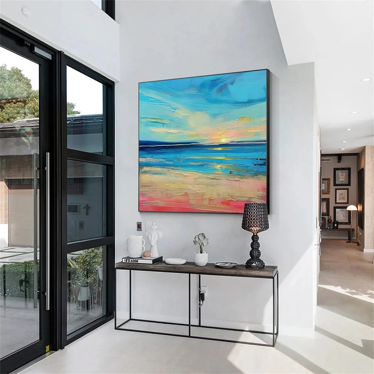 Sunrise Seascape Textured  Oil Painting - Modern Coastal Wall Decor #JJ 184